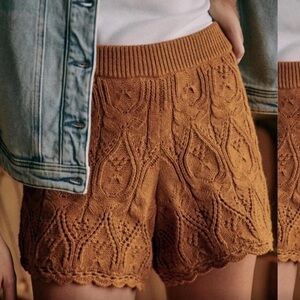 Sezane Lula knit shorts camel brown XS